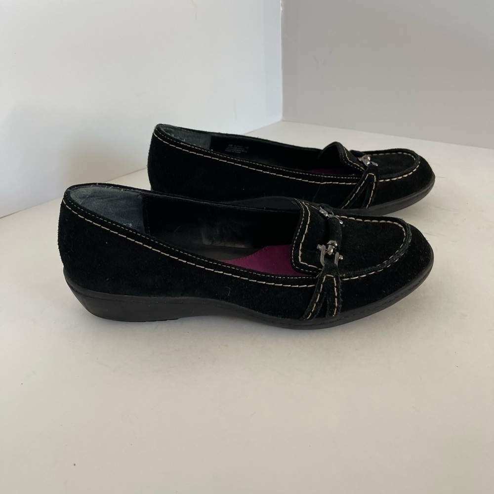Aerosoles Women’s Alpine Black Suede Leather Loafers Shoes, Size 6 M